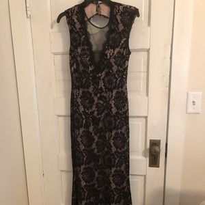 Betsy and Adam full length lace overlay dress